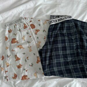 Lot of 2 Hollister Sleep Pants Size Small - Plaid & Forest Friends